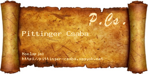 Pittinger Csaba névjegykártya